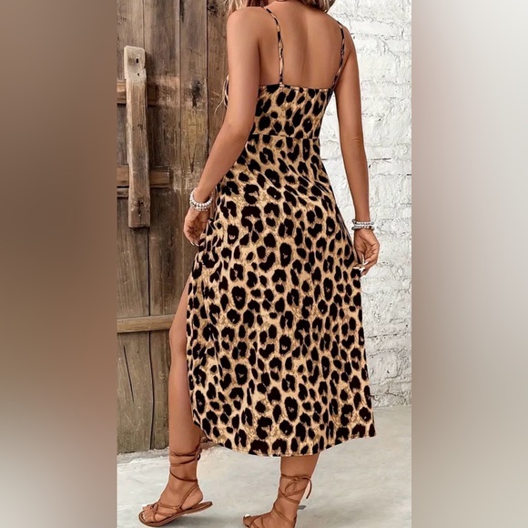 Leopard Print Spaghetti Strap Dress - Picture 3 of 5